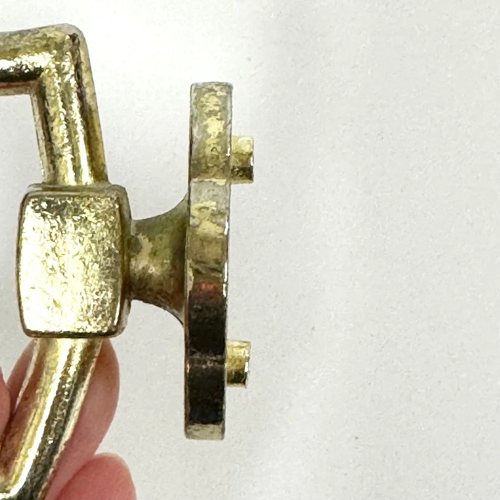 Vintage brass and porcelain double wall hook